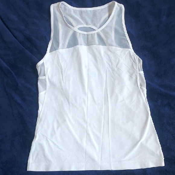 Ladies White Lululemon White Mesh Racerback Tank Top Size S/6 - Picture 1 of 6